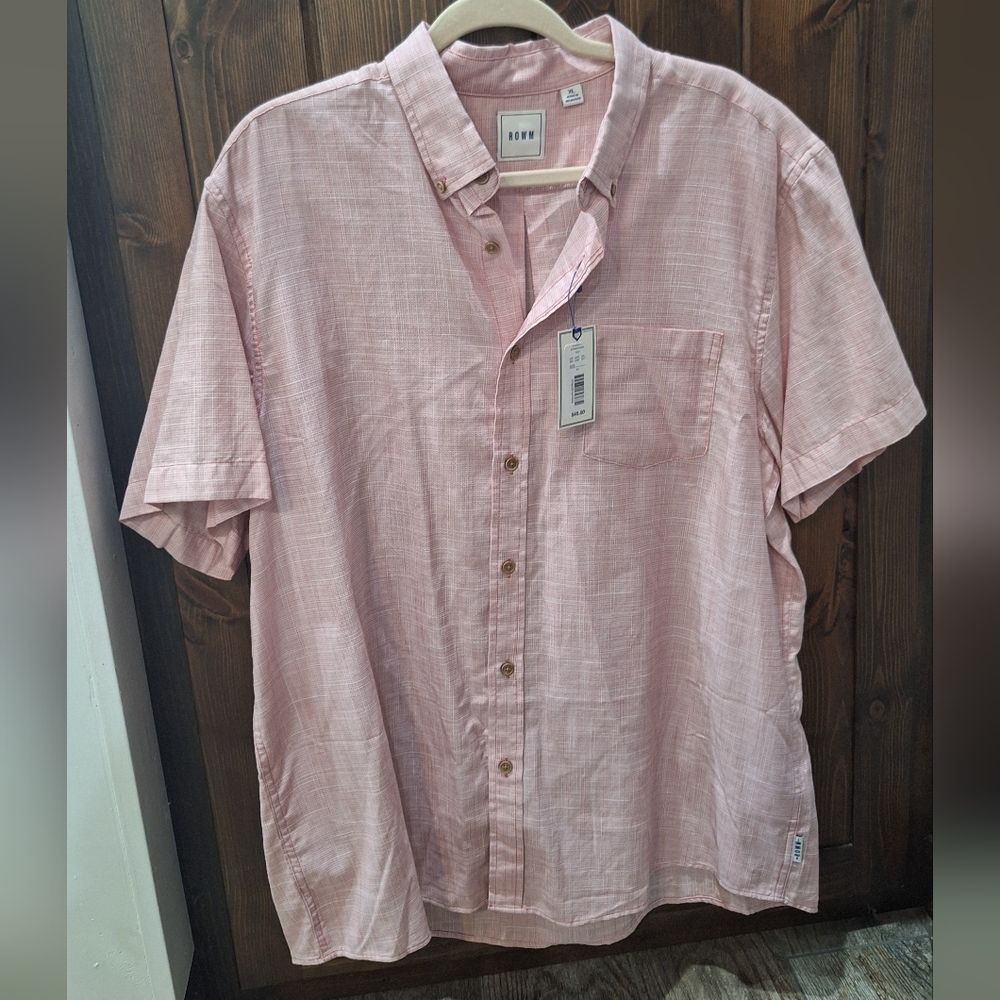 ROWN Men's Red & White Short Sleeve Shirt